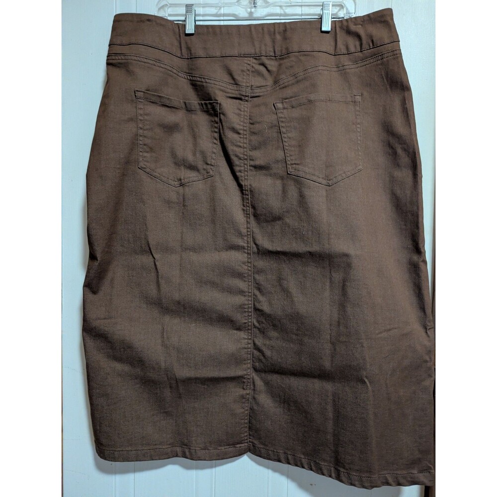 Blair Brown Twill Straight Pencil Skirt Plus Size 18W Pockets Midi Knee Mustang - Picture 2 of 8
